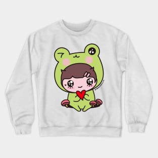 cute frog, cosplay frog, kawaii frog cartoon Crewneck Sweatshirt